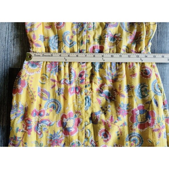 Nanette Lepore Yellow Floral Tiered Lined Sleeveless Button Up Dress Size 8 - Picture 5 of 9